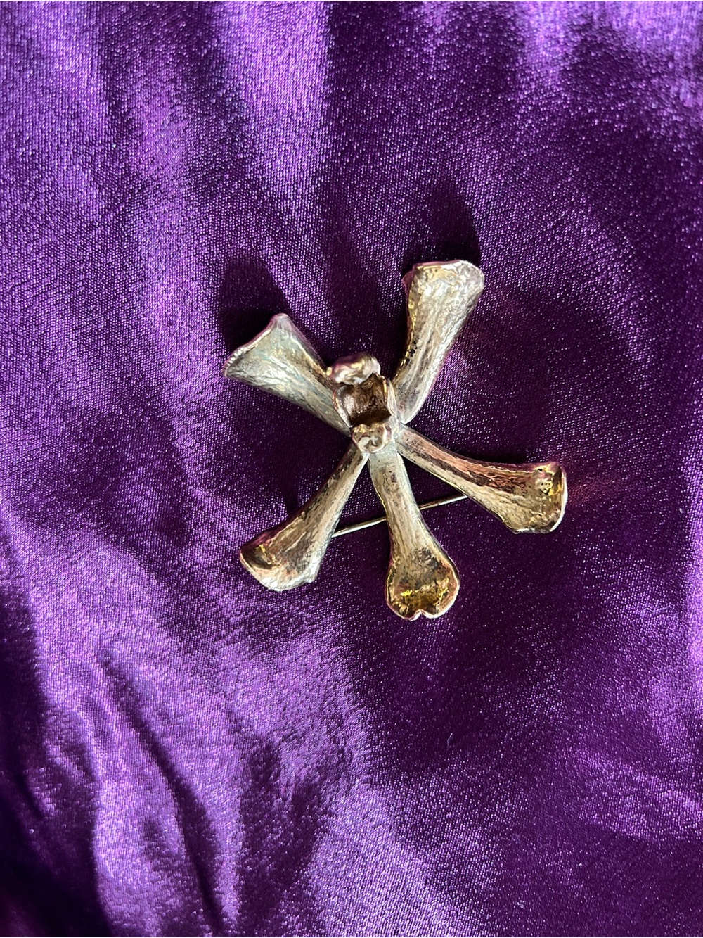 Vintage RISIS Singapore 24K Gold Plated Real Orchid Brooch Pin
